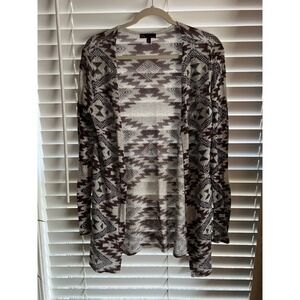 t/o Sweaters Cardigan Geometric Southwestern Boho Brown Tribal Earthy Aztec